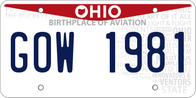 OH license plate GOW1981