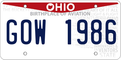 OH license plate GOW1986