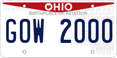 OH license plate GOW2000