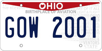 OH license plate GOW2001