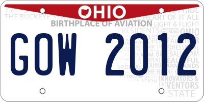 OH license plate GOW2012