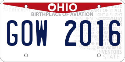 OH license plate GOW2016