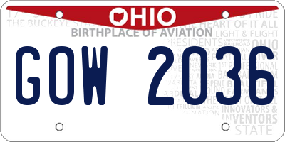 OH license plate GOW2036