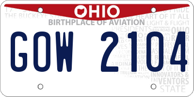 OH license plate GOW2104