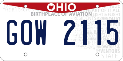 OH license plate GOW2115