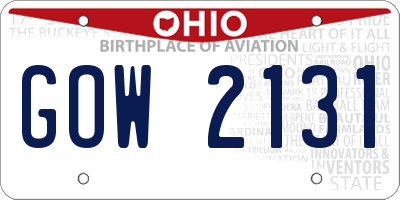 OH license plate GOW2131