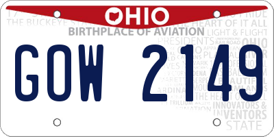 OH license plate GOW2149