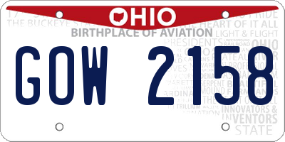 OH license plate GOW2158