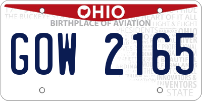 OH license plate GOW2165