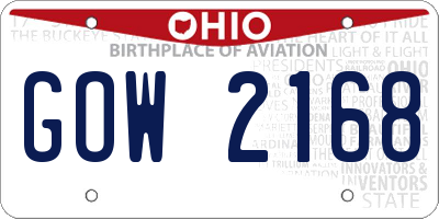 OH license plate GOW2168