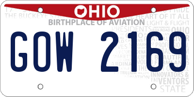 OH license plate GOW2169