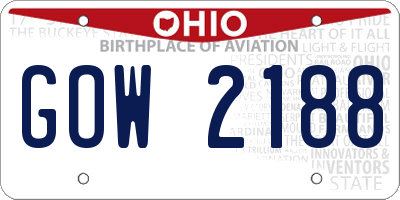 OH license plate GOW2188