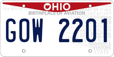 OH license plate GOW2201