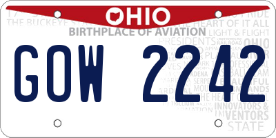 OH license plate GOW2242