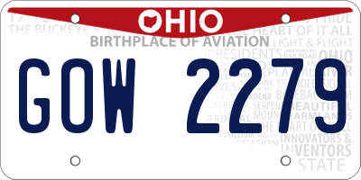 OH license plate GOW2279