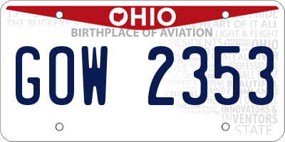 OH license plate GOW2353