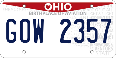 OH license plate GOW2357