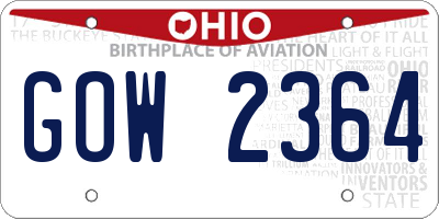 OH license plate GOW2364