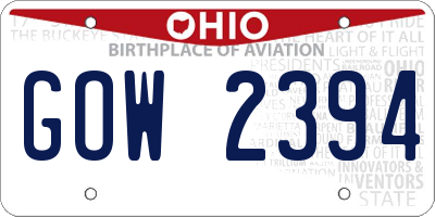 OH license plate GOW2394