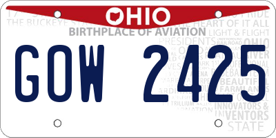 OH license plate GOW2425