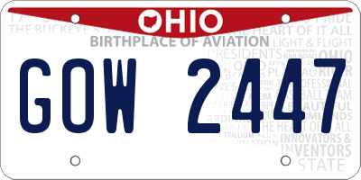 OH license plate GOW2447