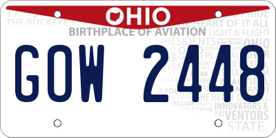 OH license plate GOW2448