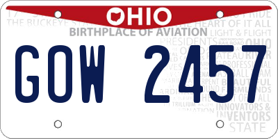 OH license plate GOW2457