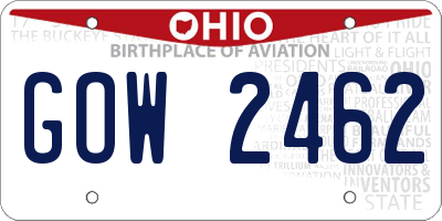 OH license plate GOW2462