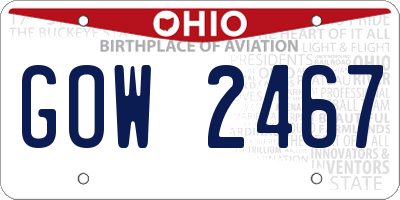 OH license plate GOW2467