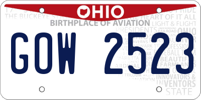 OH license plate GOW2523