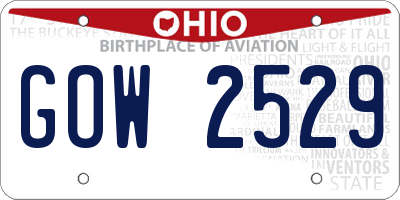 OH license plate GOW2529