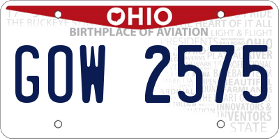 OH license plate GOW2575