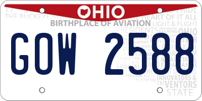 OH license plate GOW2588