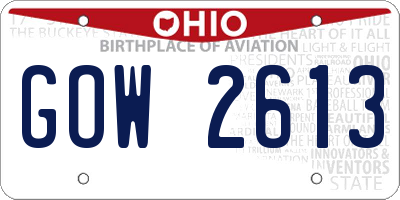 OH license plate GOW2613