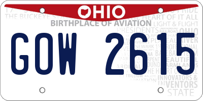 OH license plate GOW2615