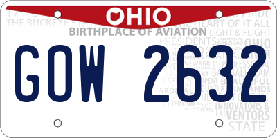 OH license plate GOW2632