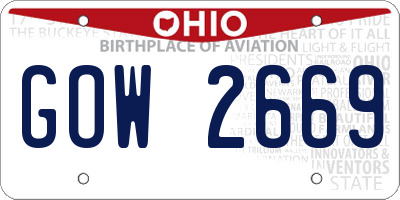 OH license plate GOW2669