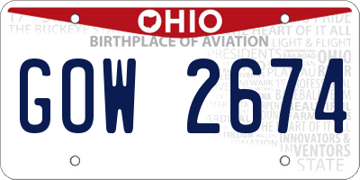 OH license plate GOW2674
