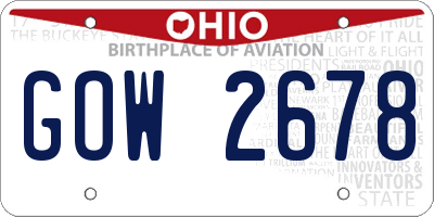 OH license plate GOW2678