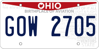OH license plate GOW2705