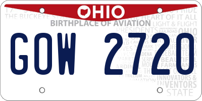 OH license plate GOW2720
