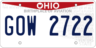 OH license plate GOW2722