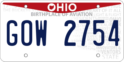 OH license plate GOW2754