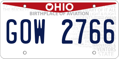 OH license plate GOW2766