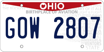 OH license plate GOW2807