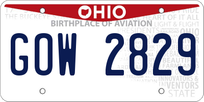 OH license plate GOW2829