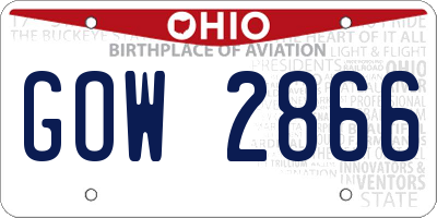 OH license plate GOW2866