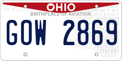 OH license plate GOW2869