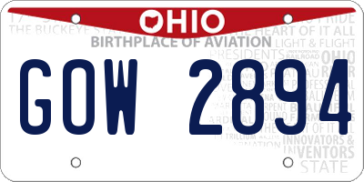 OH license plate GOW2894