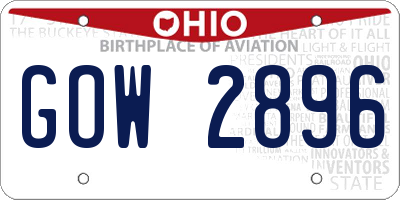 OH license plate GOW2896